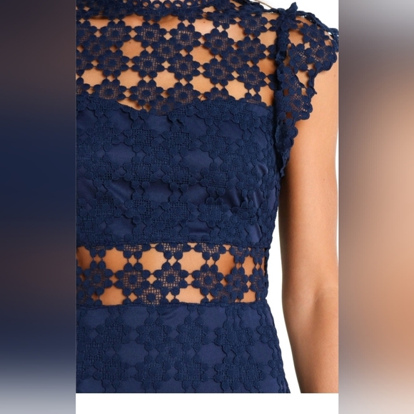 NWT PETAL+PUP LAUREN DRESS Elegant Navy Lace Midi Dress SZ 2 - Picture 7 of 12